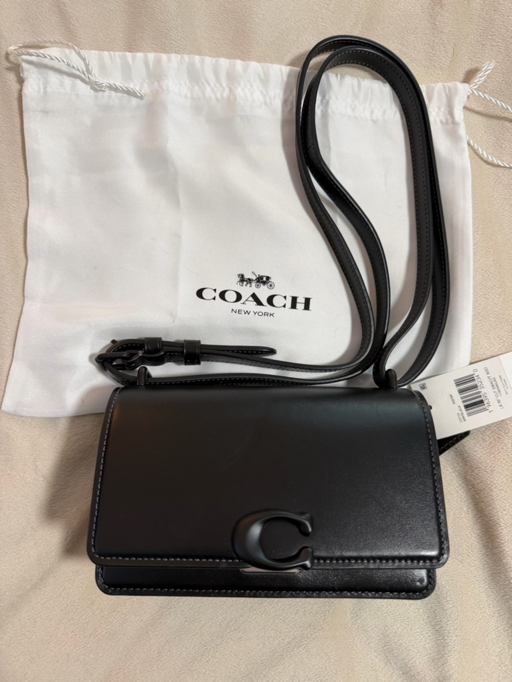 Coach Black Leather Small Crossbody with Signature C